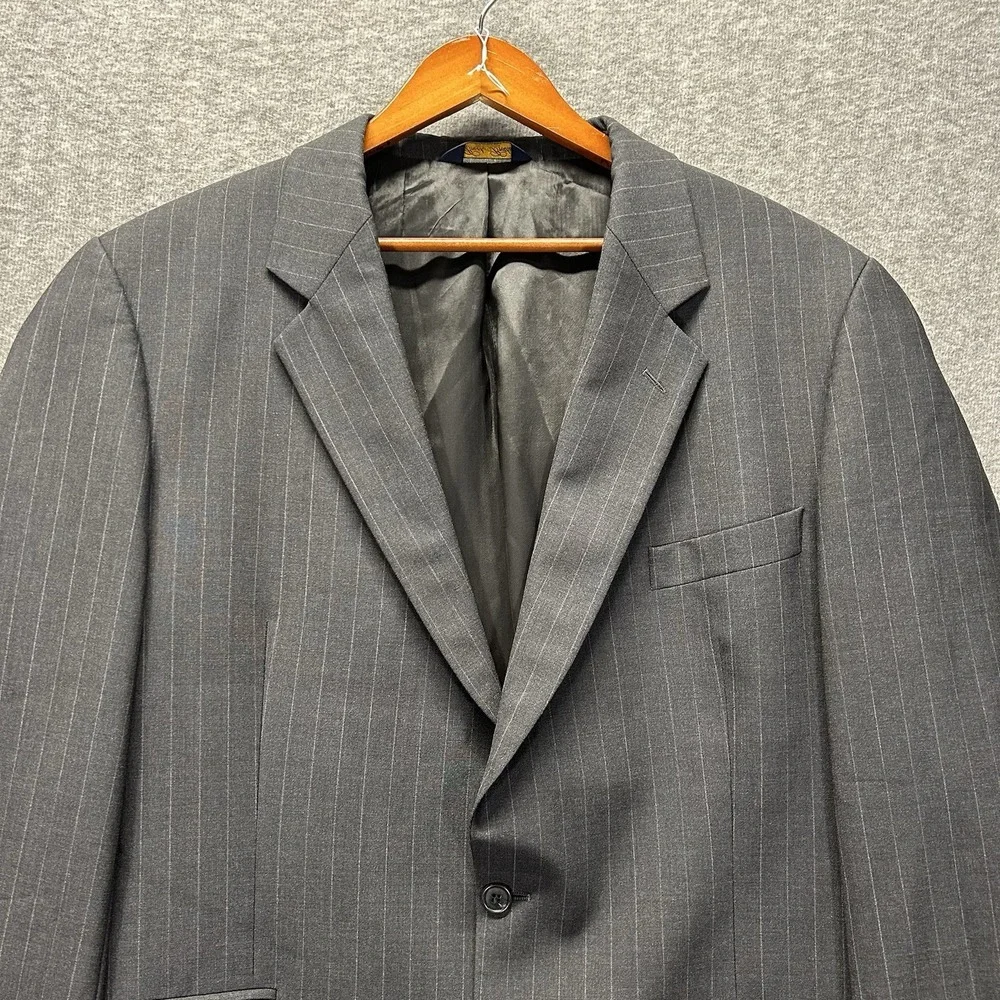 Brooks Brothers Makers Brooksease Wool Pinstripe Gray Blazer Size 46L